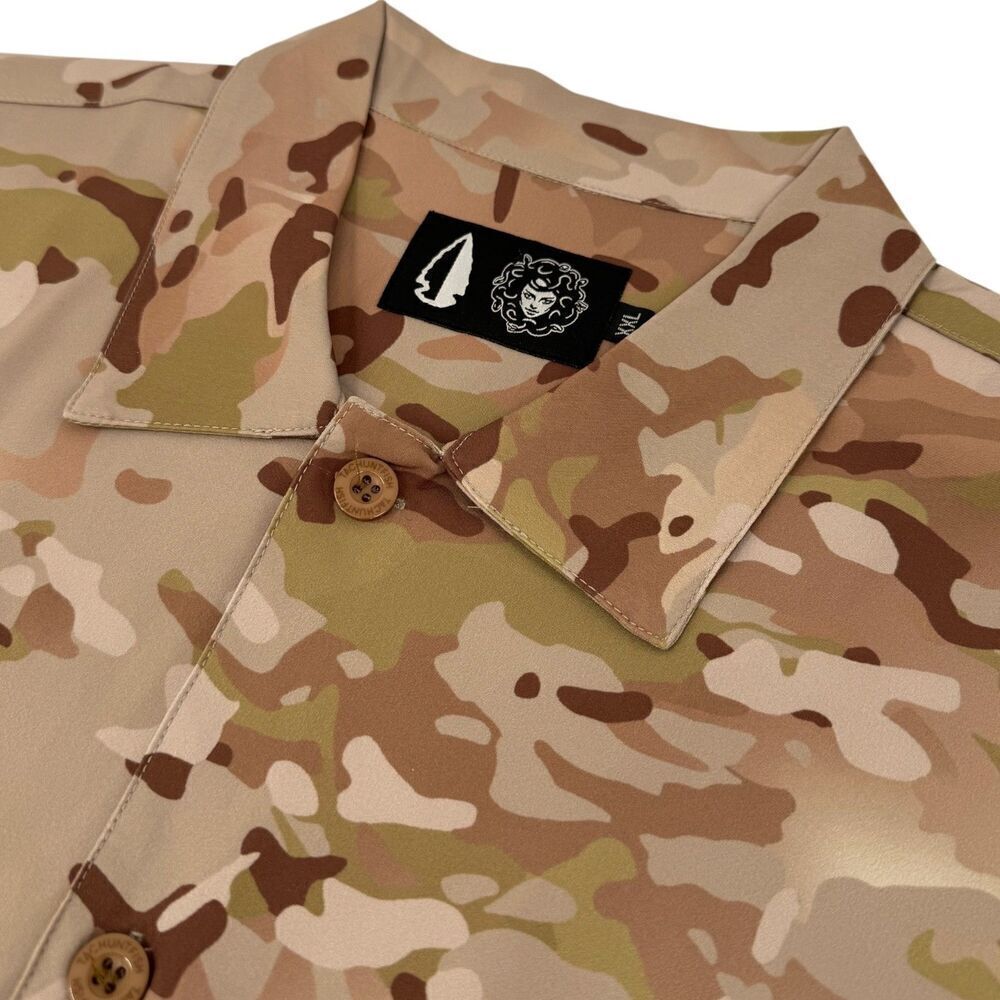 NEW Tachuntfish Men's The Mojito Tropentarn Camo Button Down Shirt Tan/Brown XXL